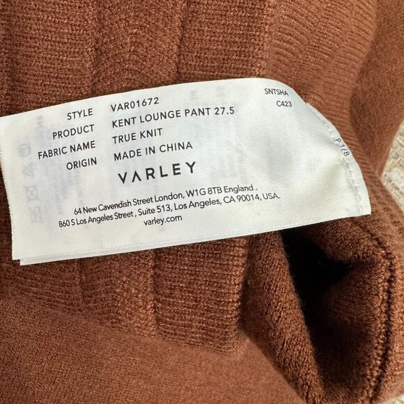 Varley True Knit Kent Lounge Pant Cuffed Hem Tosh Sweatpants Brown 27.5 Size S - Picture 10 of 16